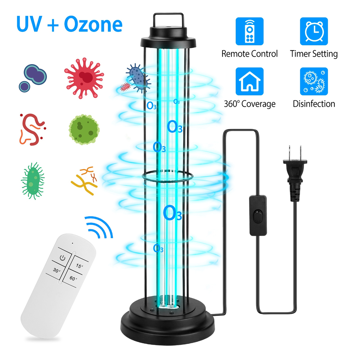 UV Sterilizer Lamp with Remote and Timer