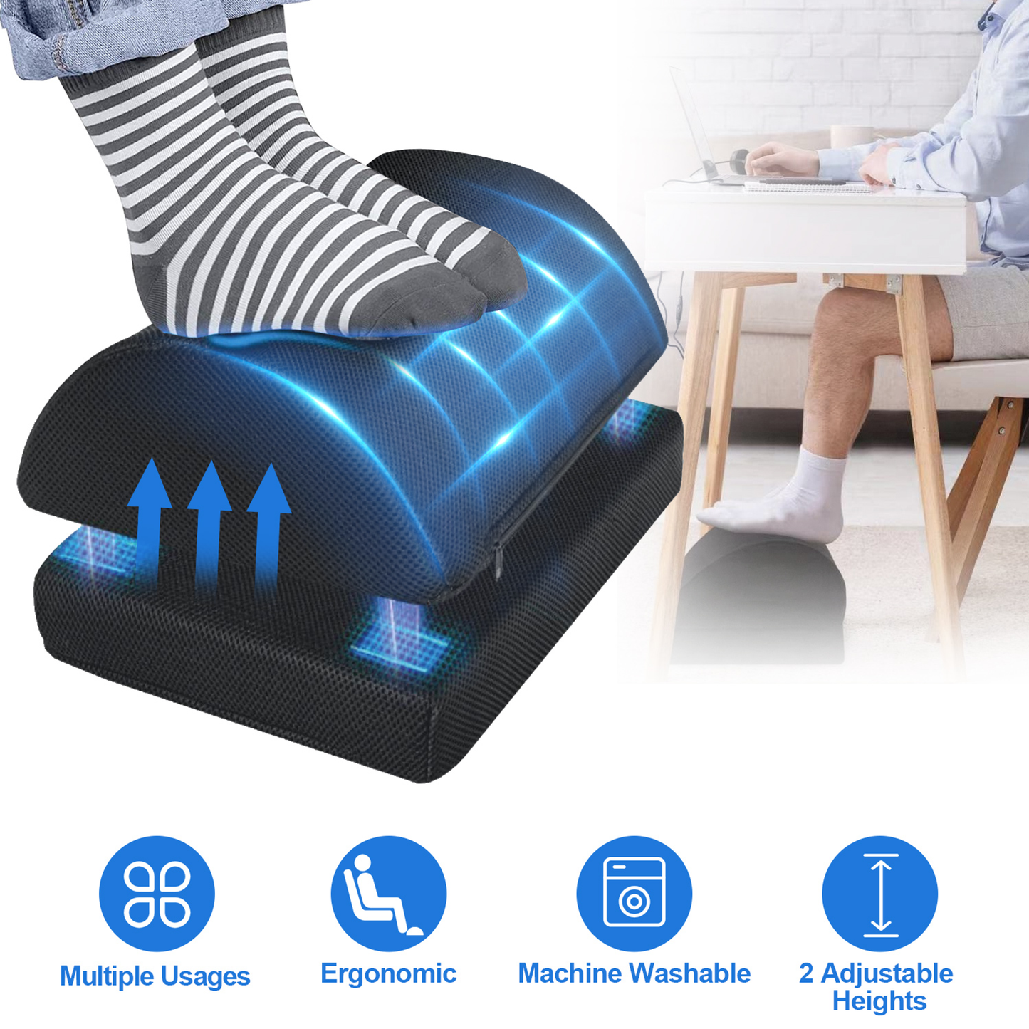 Under-Desk Memory Foam Office Footrest