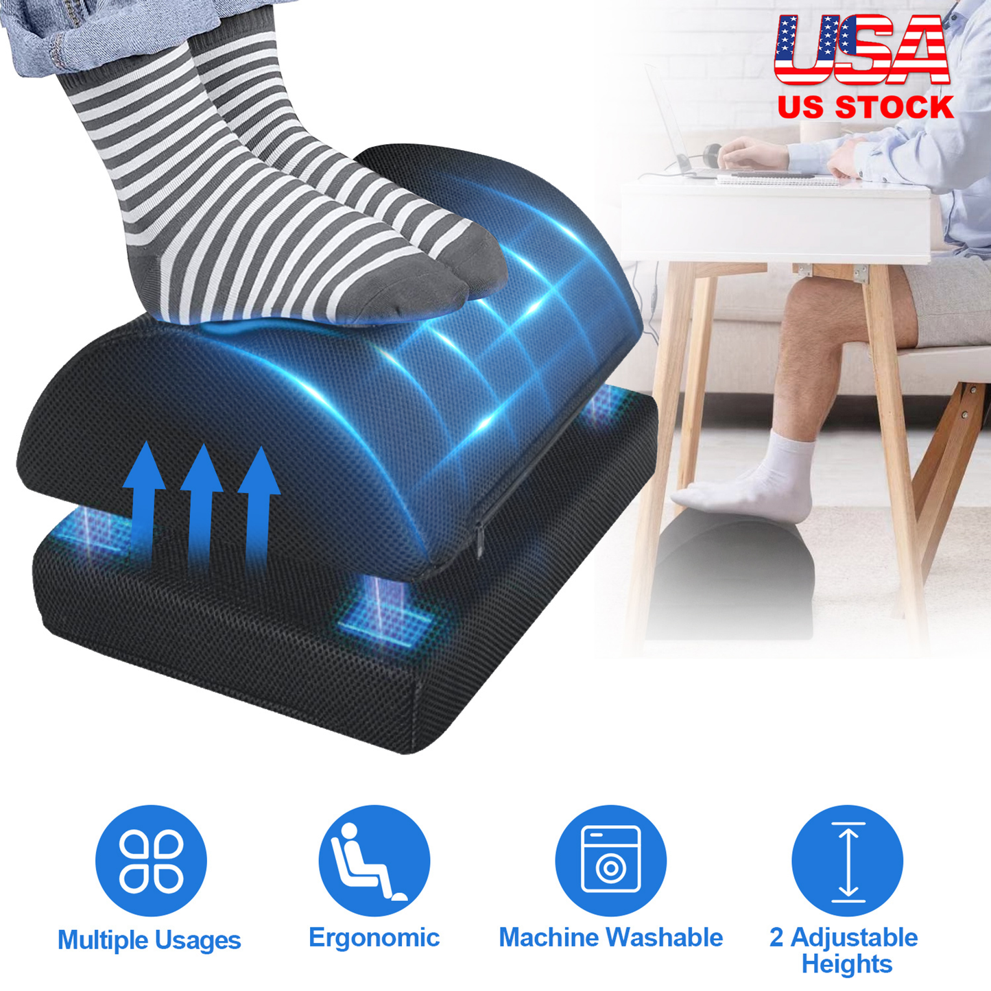 Under-Desk Memory Foam Office Footrest