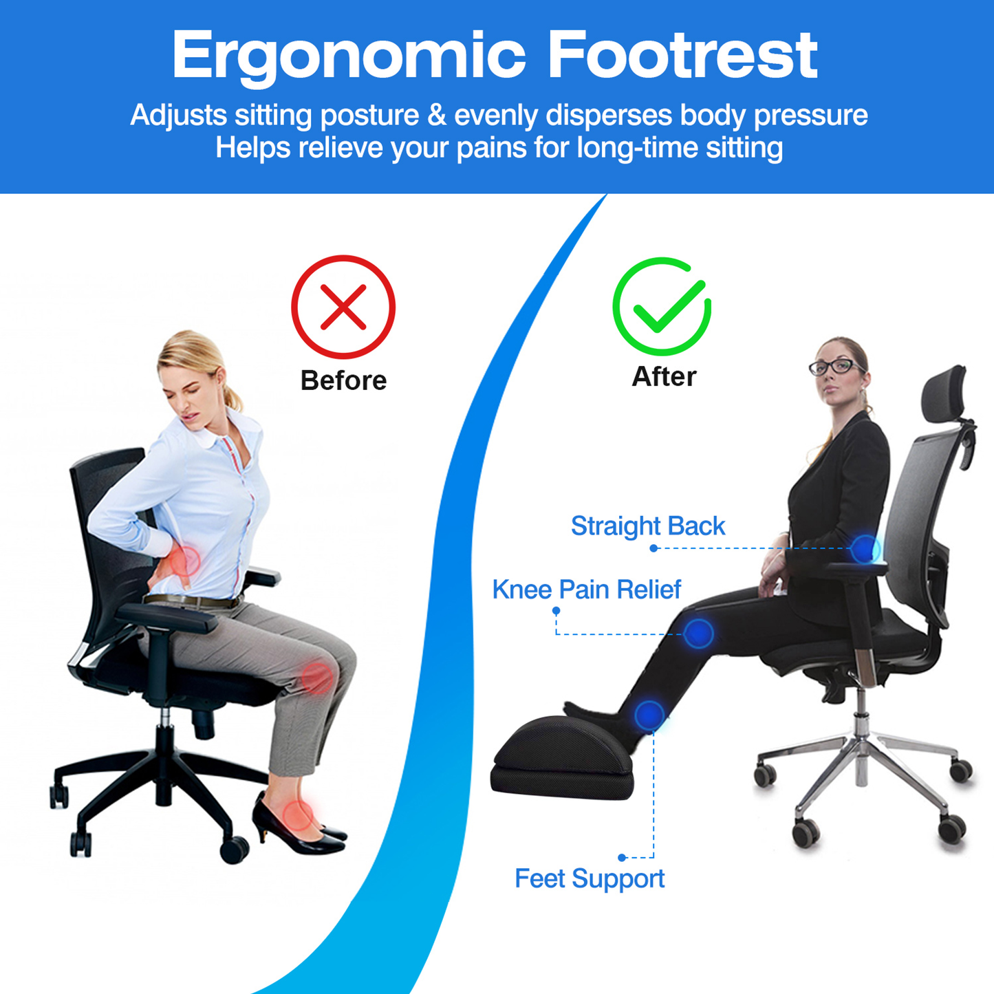 Under-Desk Memory Foam Office Footrest