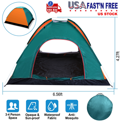 3-4 Person Waterproof Instant Pop-Up Dome Camping Tent