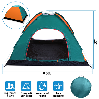 3-4 Person Waterproof Instant Pop-Up Dome Camping Tent