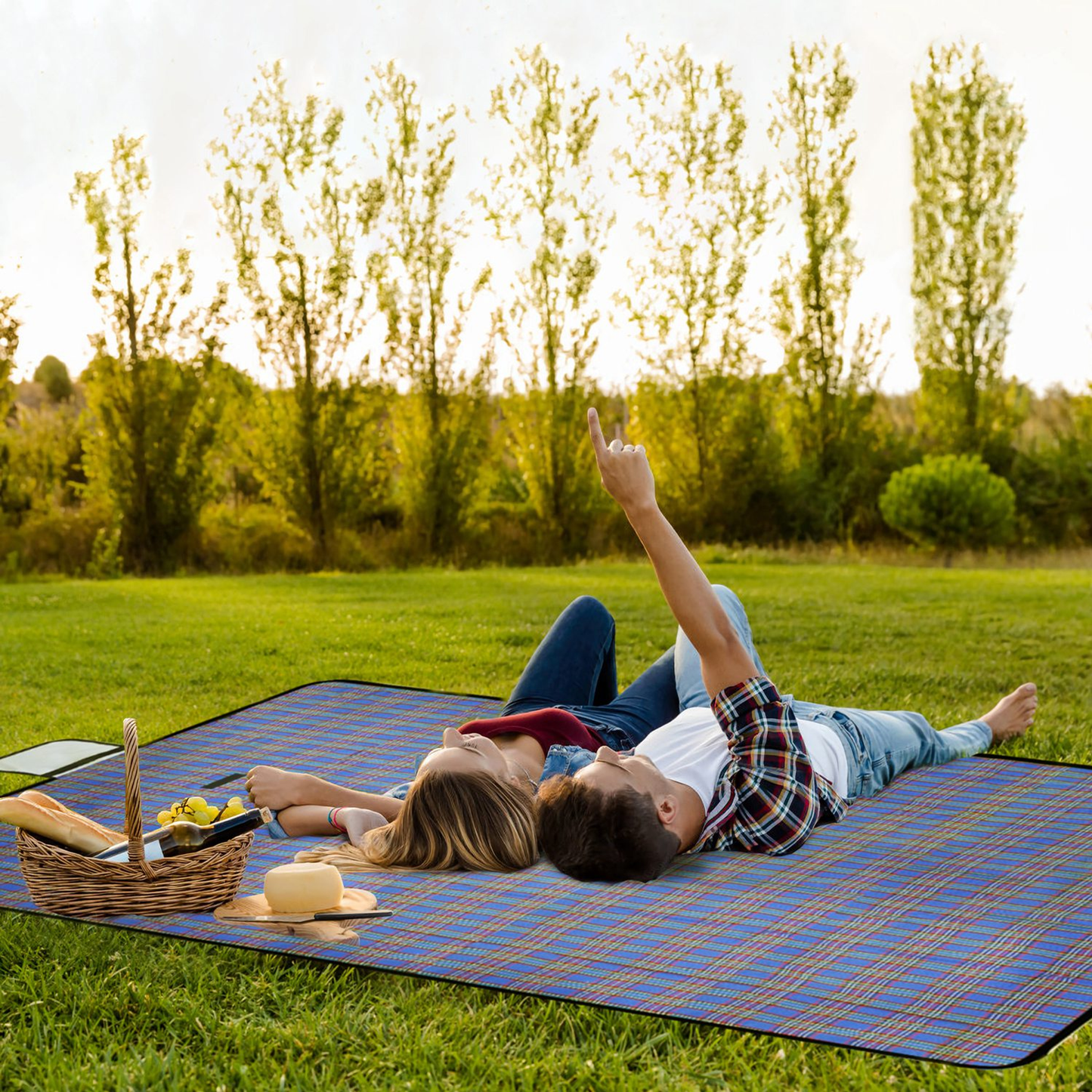 Waterproof Picnic Blanket 60 x 78 in, Blue