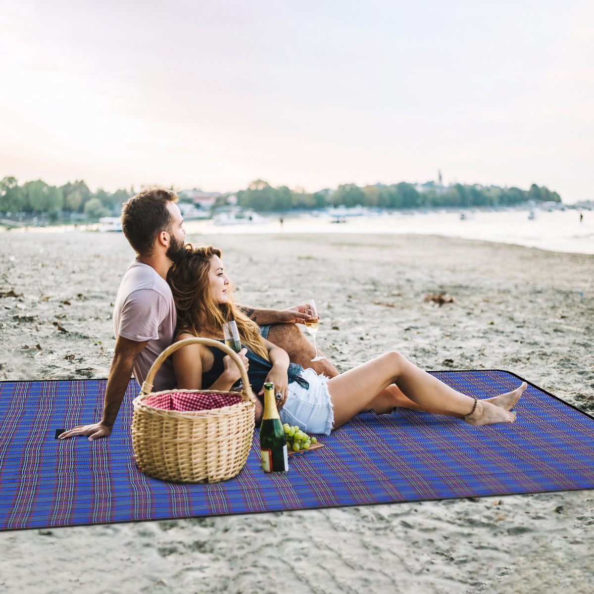 Waterproof Picnic Blanket 60 x 78 in, Blue