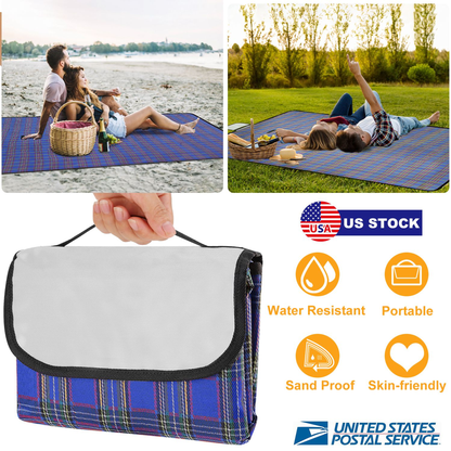 Waterproof Picnic Blanket 60 x 78 in, Blue