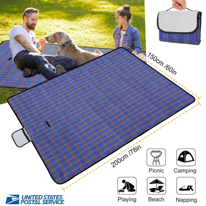 Waterproof Picnic Blanket 60 x 78 in, Blue