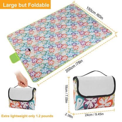 Waterproof Picnic Blanket 60" x 78", Green Floral