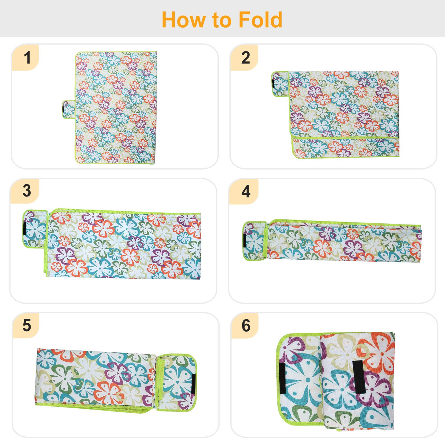 Waterproof Picnic Blanket 60" x 78", Green Floral