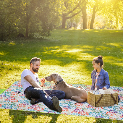 Waterproof Picnic Blanket 60" x 78", Green Floral