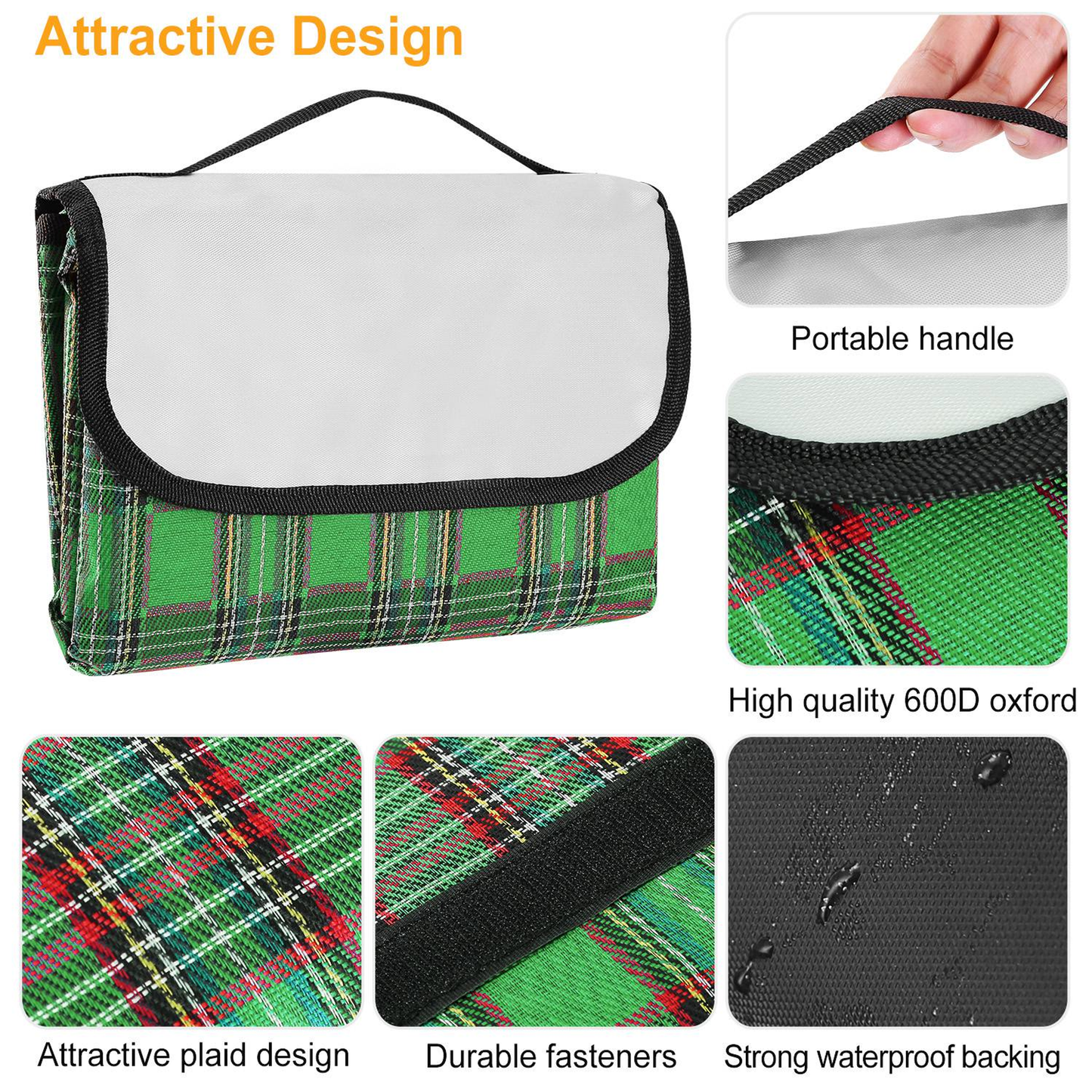 Waterproof Picnic Blanket 60" x 78", Green