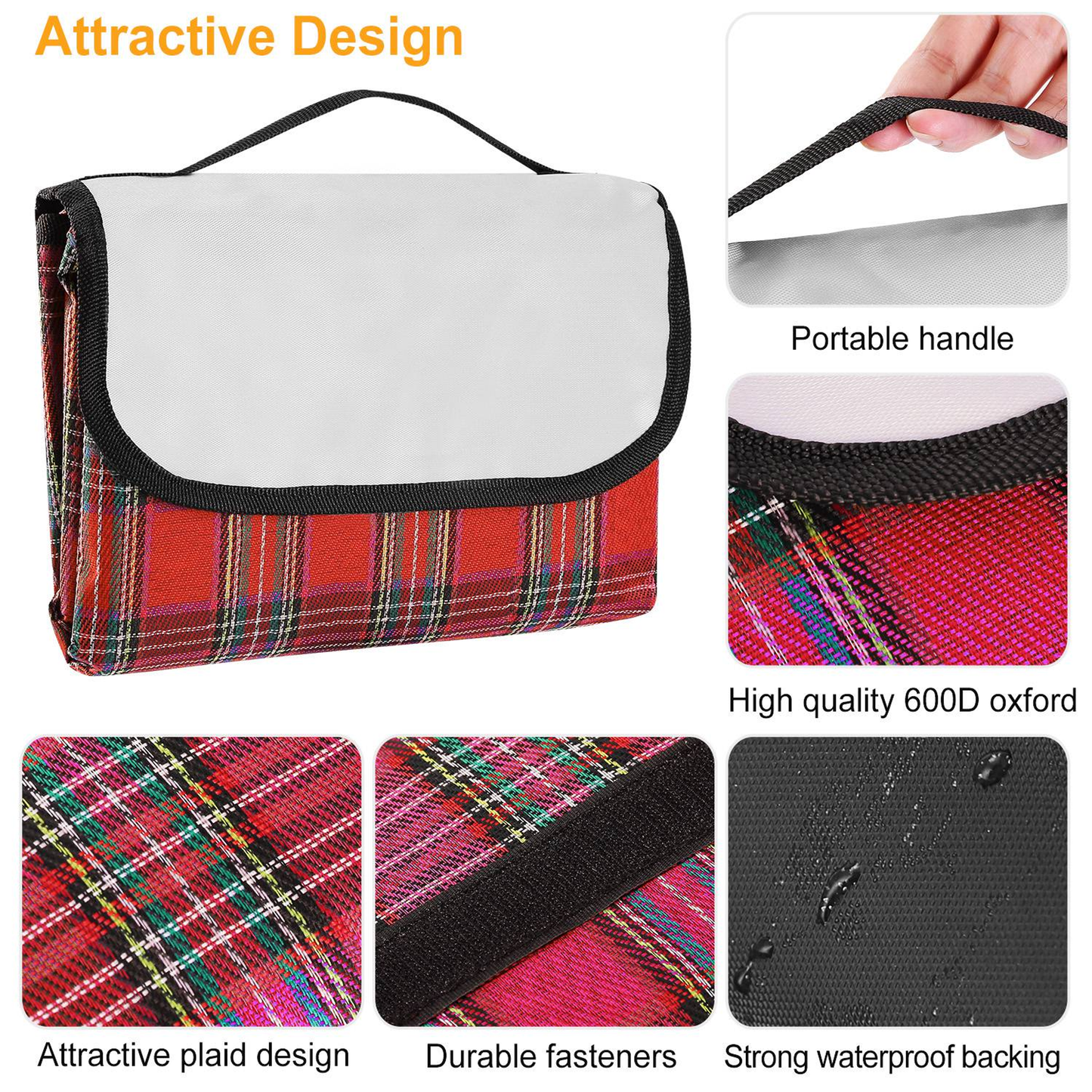 Waterproof Picnic Blanket Handy Mat, 60" x 78"