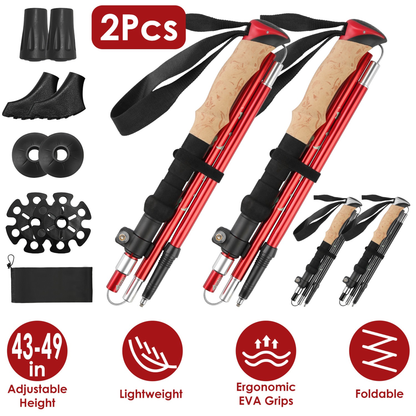 Collapsible Hiking Trekking Poles, 2-Pack