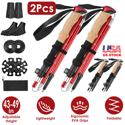 Collapsible Hiking Trekking Poles, 2-Pack