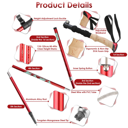 Collapsible Hiking Trekking Poles, 2-Pack