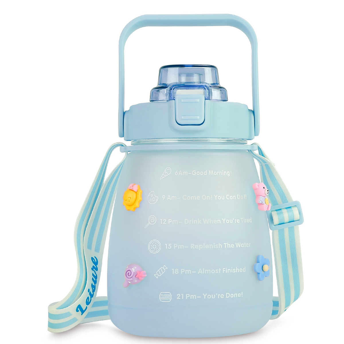 Kawaii 37.2 oz Water Bottle with Retractable Strap