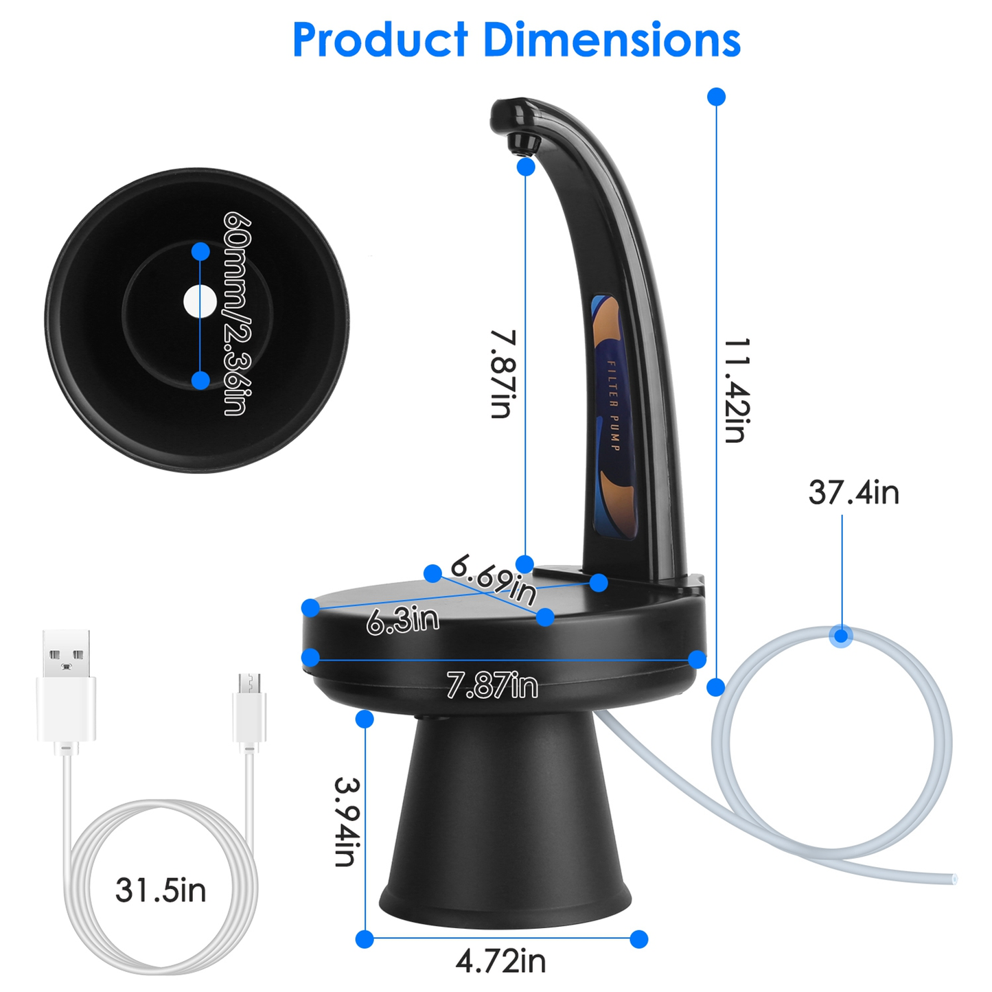 Automatic Touch Water Bottle Dispenser, Black
