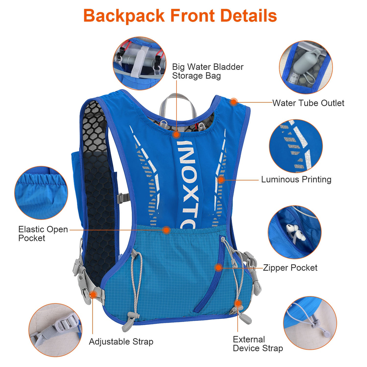 Hydration Vest Running Backpack - Blue
