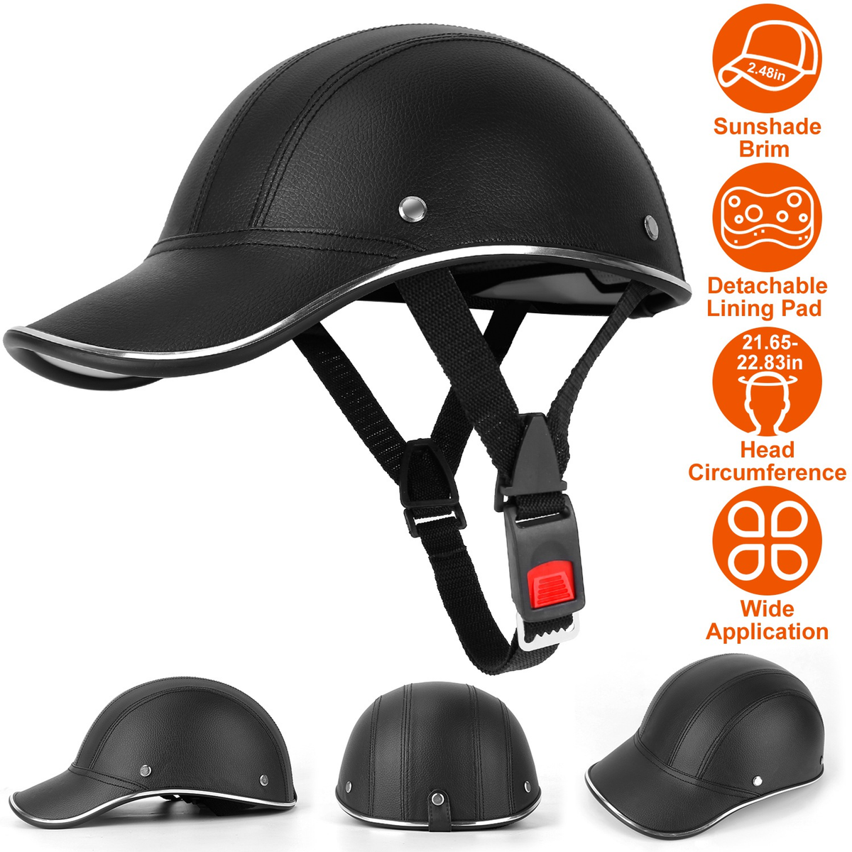 Safety Bicycle Helmet with Adjustable Fit, Black