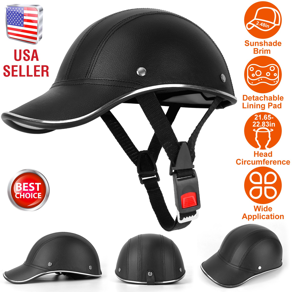 Safety Bicycle Helmet with Adjustable Fit, Black