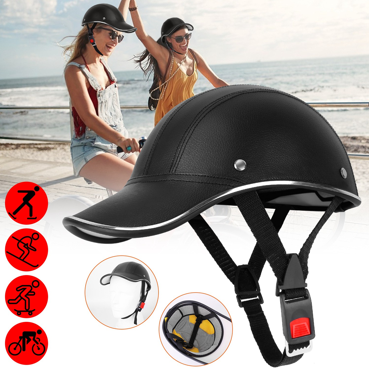 Safety Bicycle Helmet with Adjustable Fit, Black