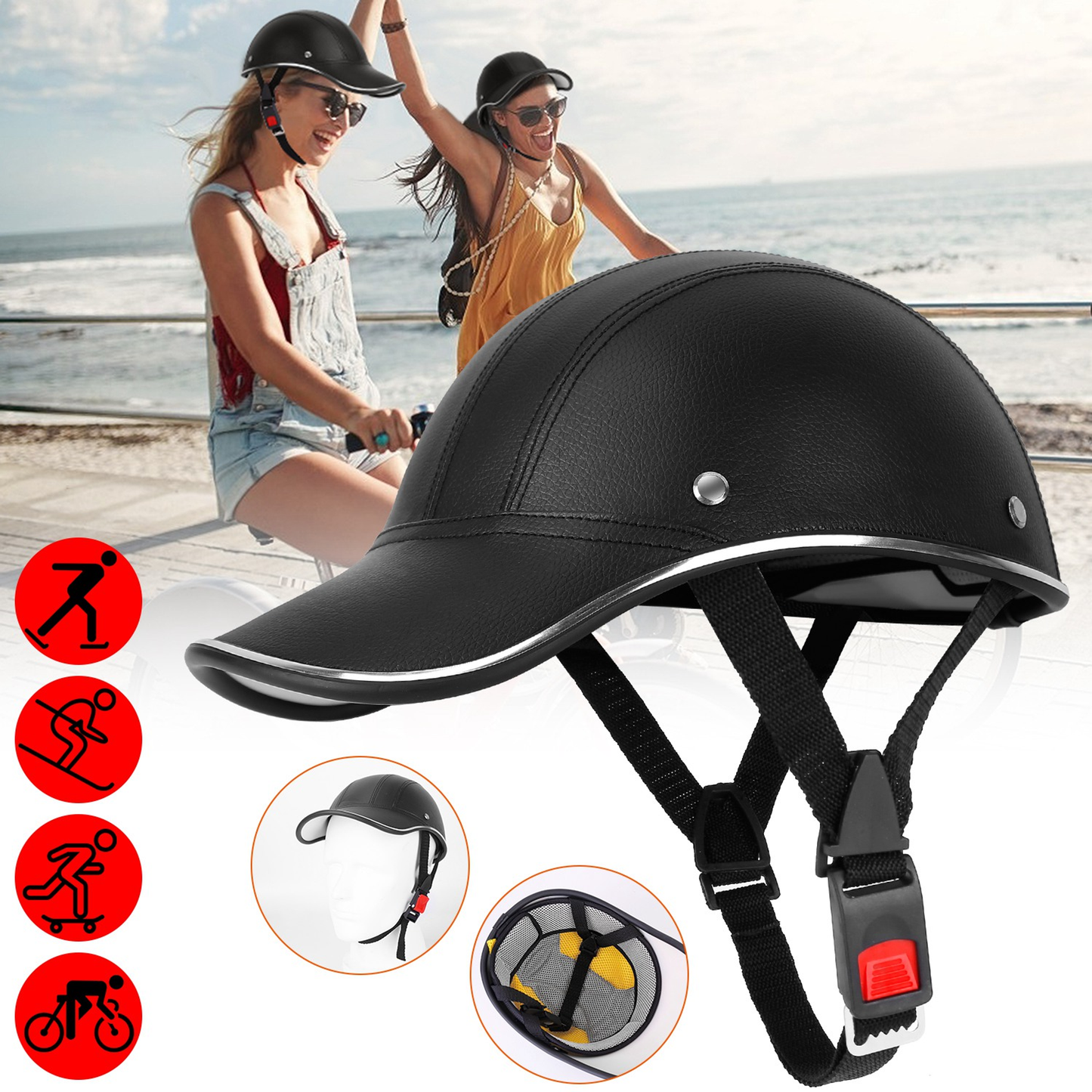 Safety Bicycle Helmet with Adjustable Fit, Black