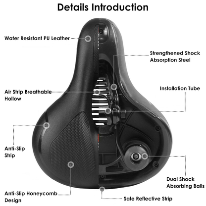 Comfortable Padded Bike Seat with Reflective Strip