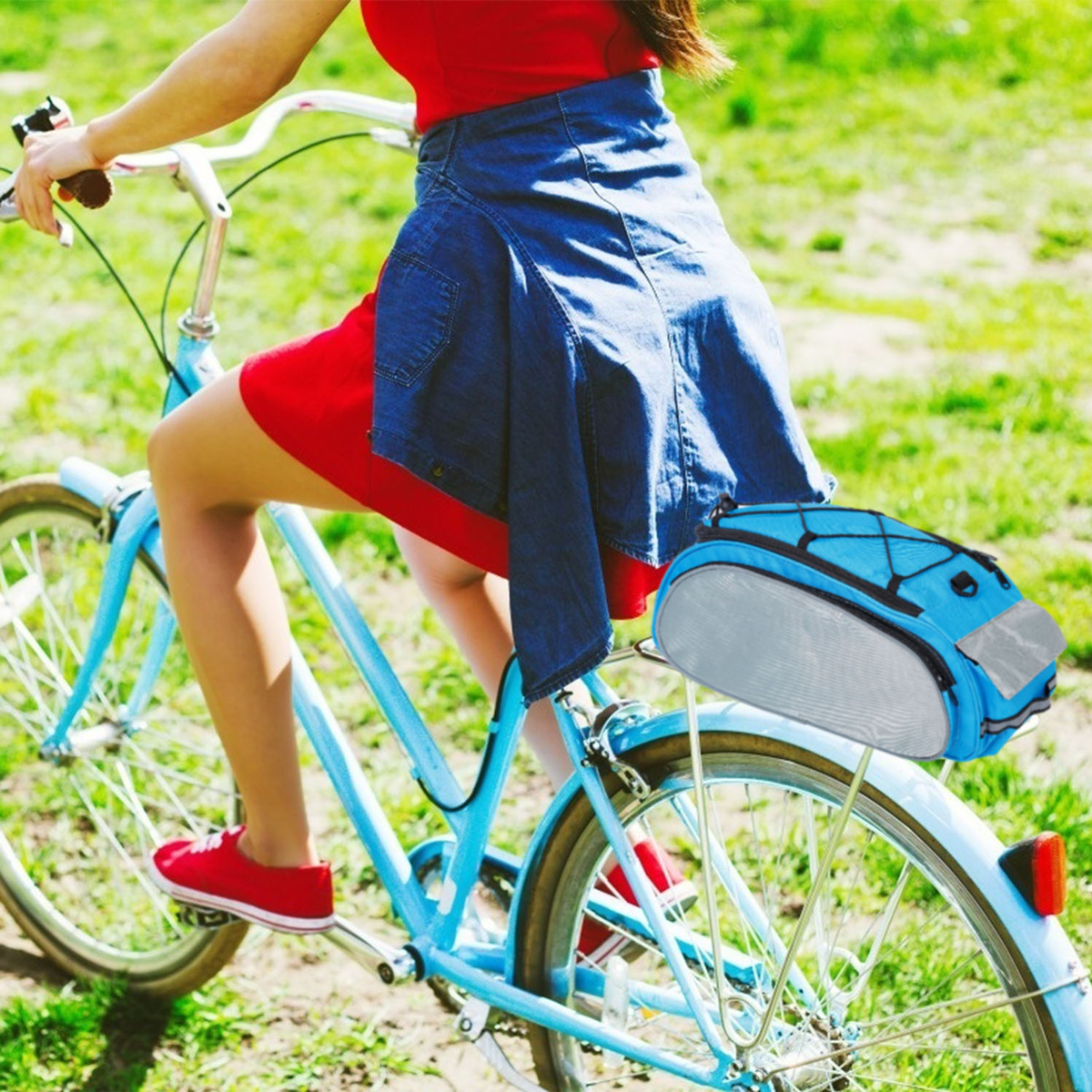 Bicycle Rear Seat Carrier Bag with Reflective Straps
