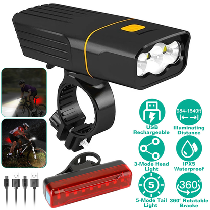Super Bright Bike Light Set, Head and Tail Lights