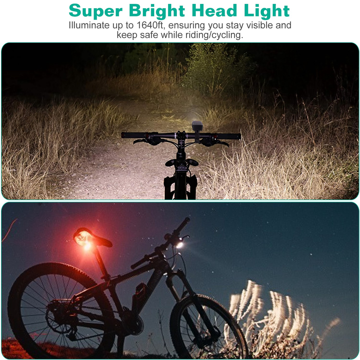 Super Bright Bike Light Set, Head and Tail Lights