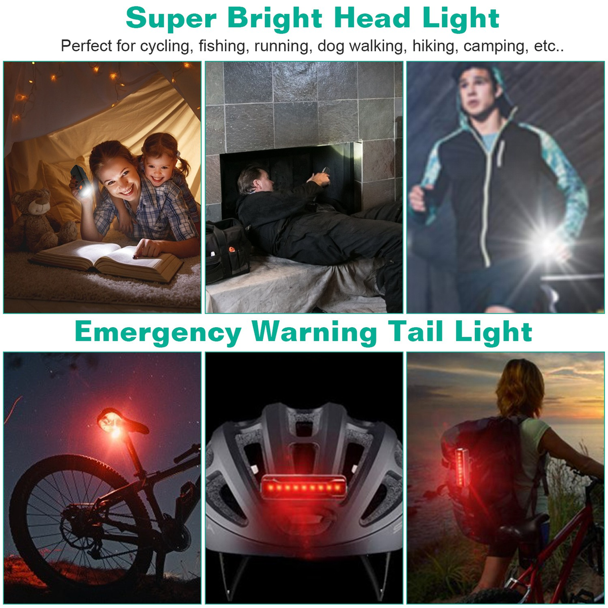 Super Bright Bike Light Set, Head and Tail Lights