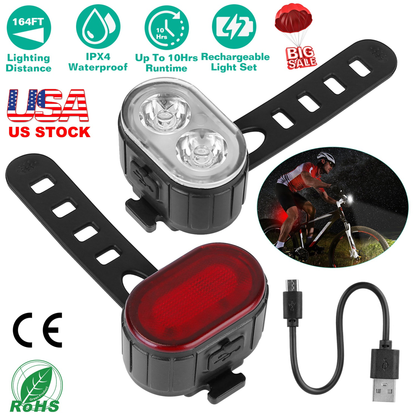 Rechargeable Bike Headlight and Taillight Set