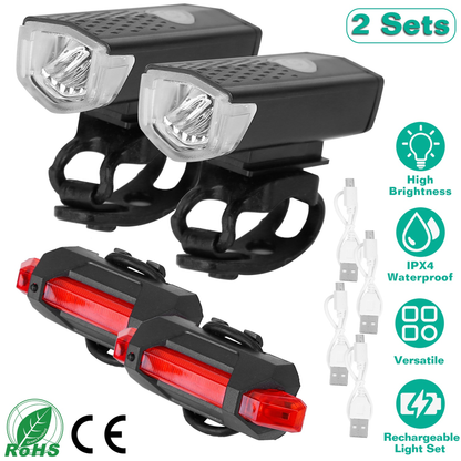 LED Bicycle Head and Tail Light Set