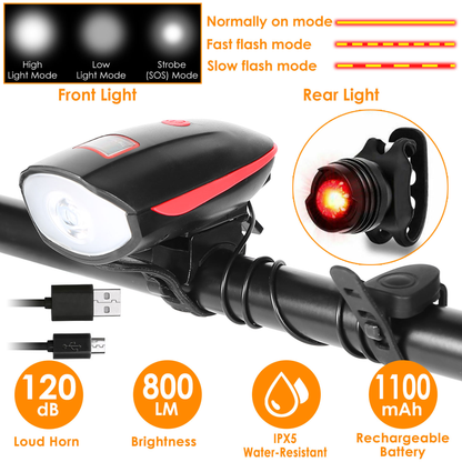 IPX5 Waterproof Bike Light Set