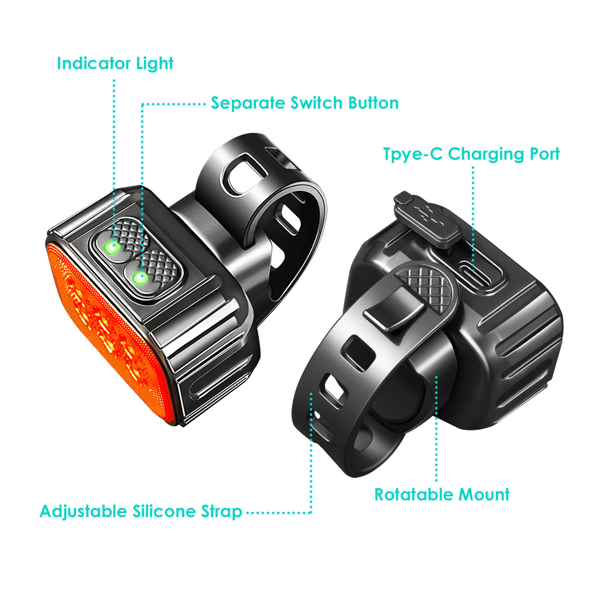 Rechargeable Bike Headlight and Taillight Set, IP65