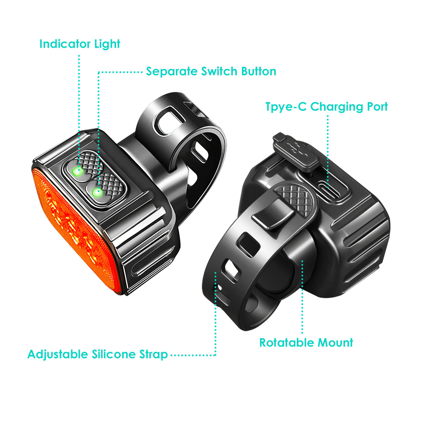 Rechargeable Bike Headlight and Taillight Set, IP65
