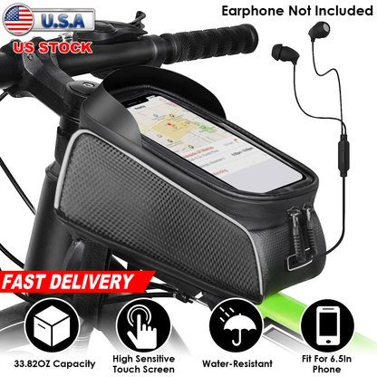 Bike Front Frame Bag with Phone Window