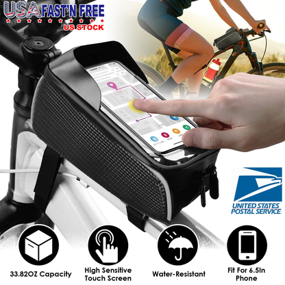 Bike Front Frame Bag with Phone Window