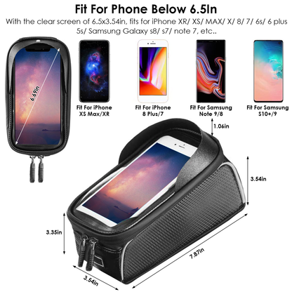 Bike Front Frame Bag with Phone Window