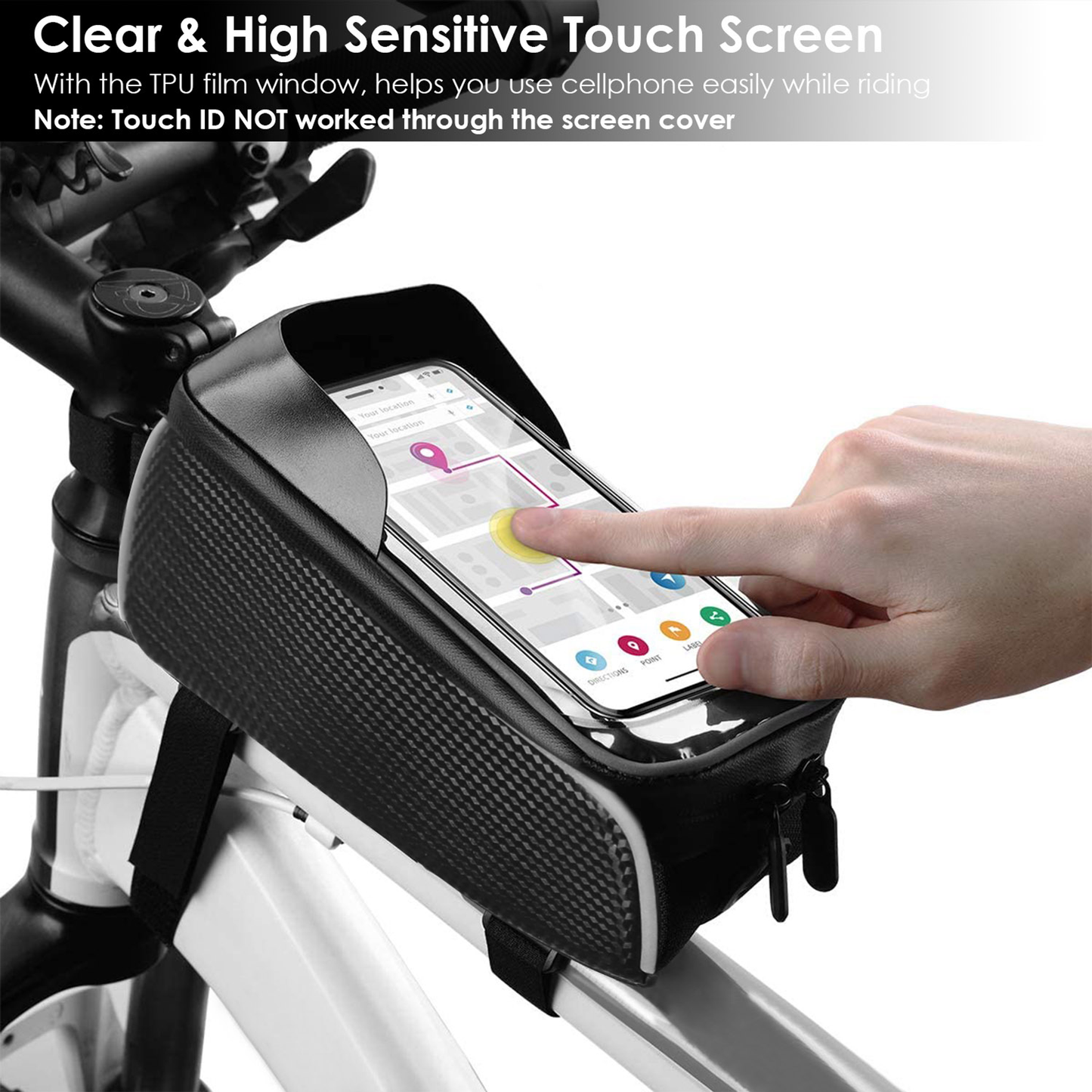Bike Front Frame Bag with Phone Window