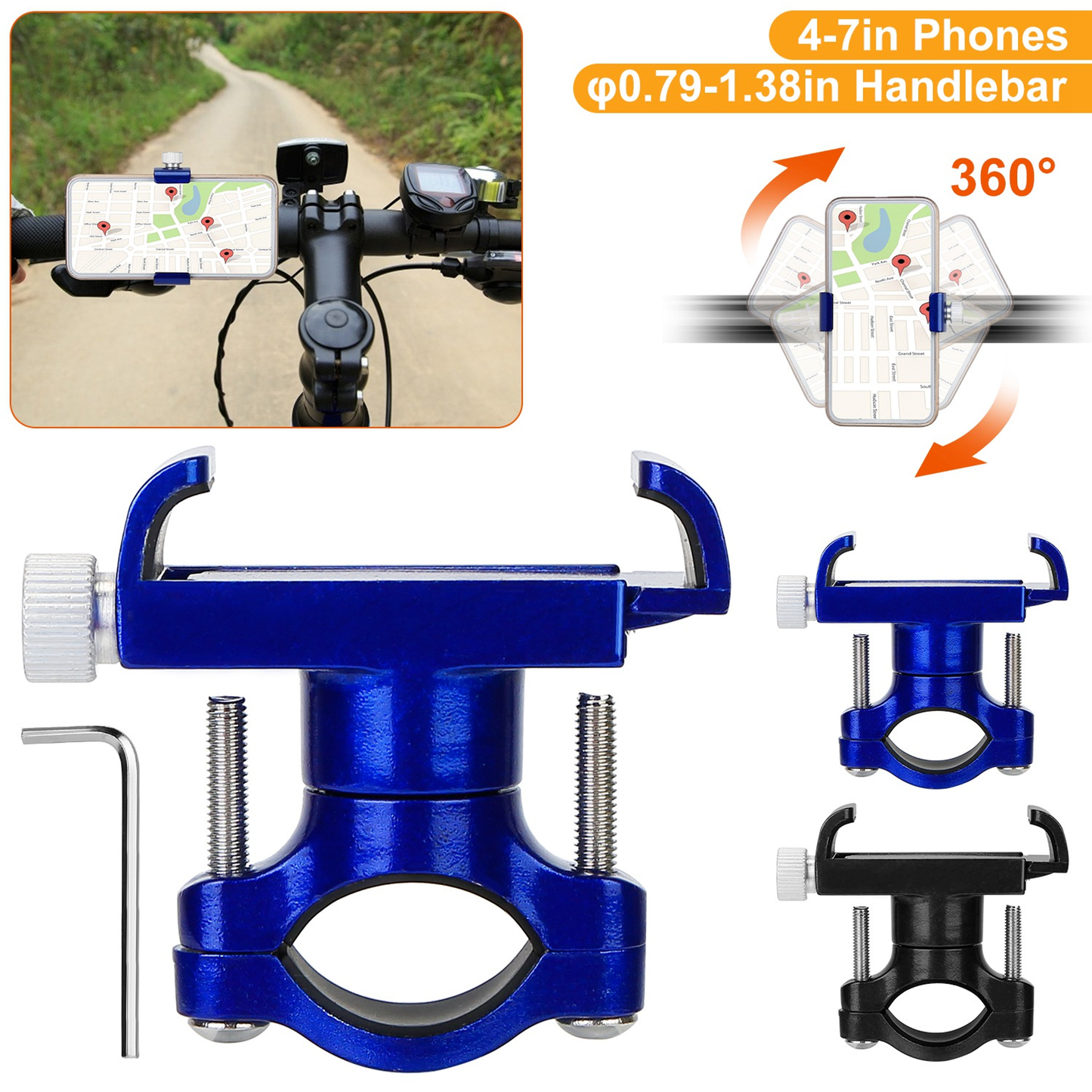 MTB Bike Handlebar Phone Holder Stand (Blue)