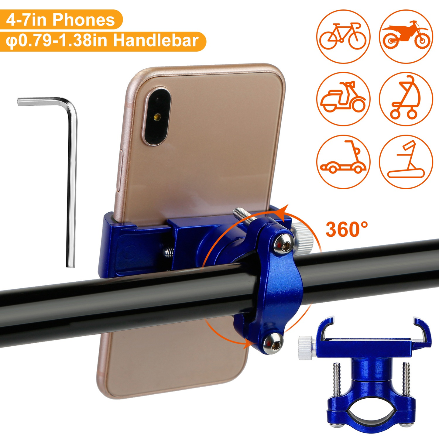 MTB Bike Handlebar Phone Holder Stand (Blue)