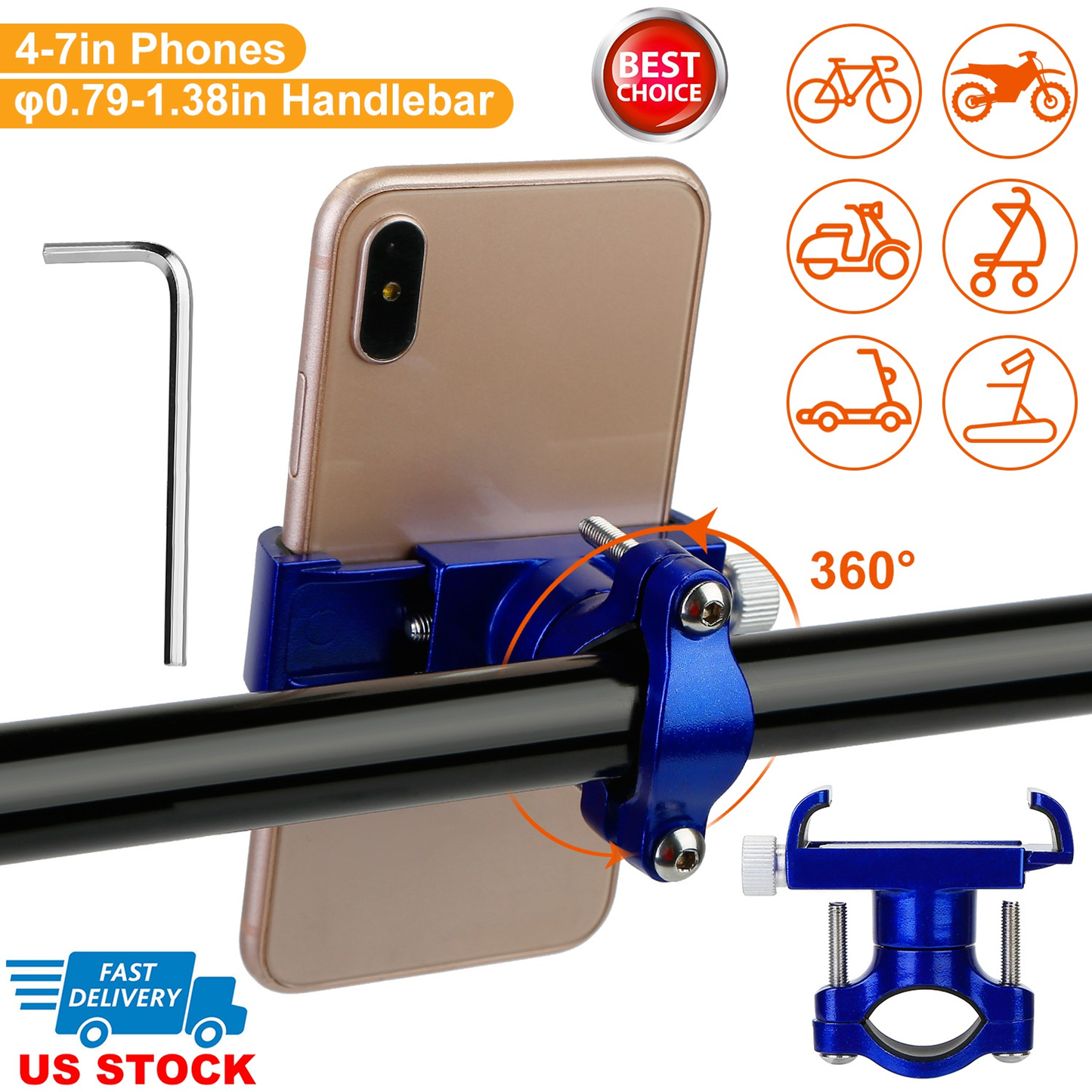 MTB Bike Handlebar Phone Holder Stand (Blue)