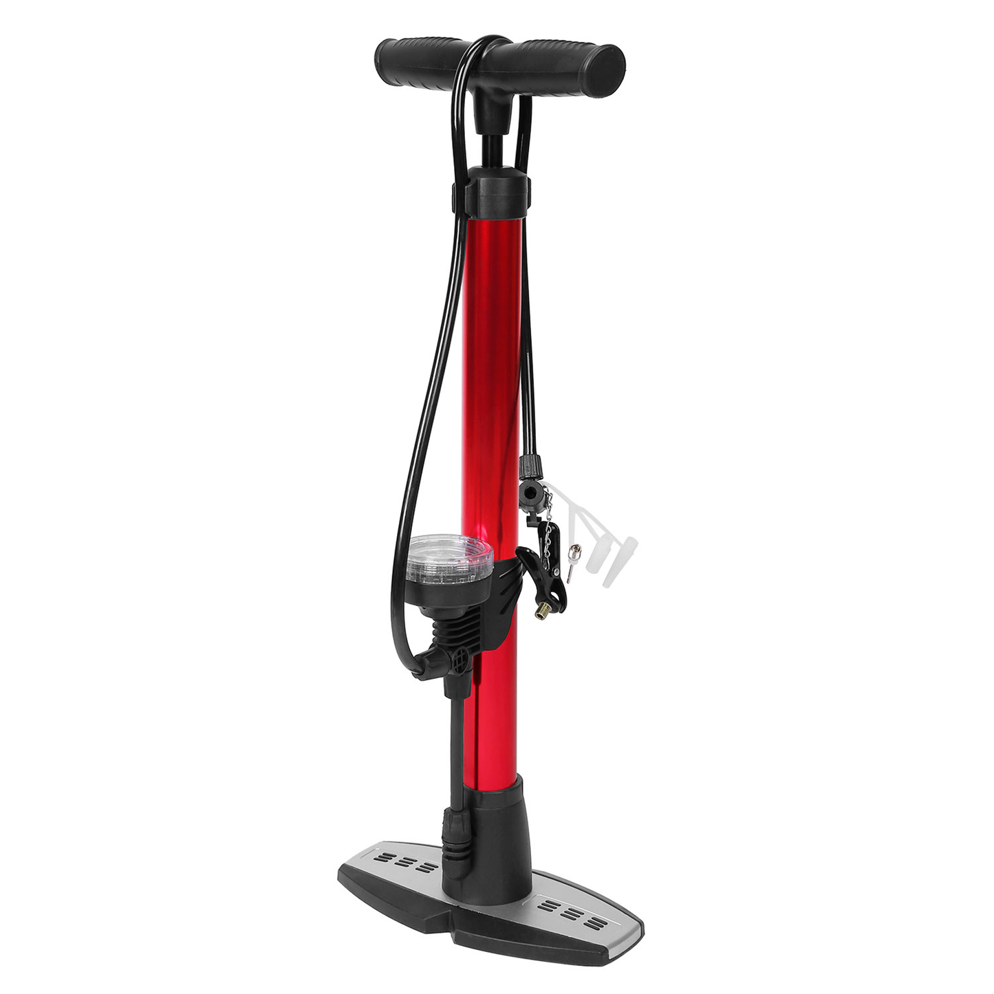 Mini Bike Pump with Gauge and T-Handle, Red