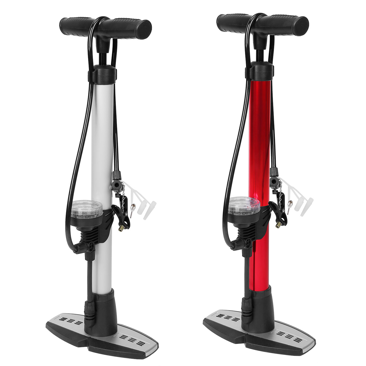 Mini Bike Pump with Gauge and T-Handle, Red