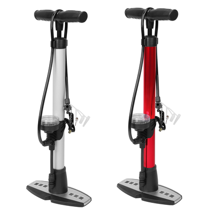 Mini Bike Pump with Gauge and T-Handle, Red