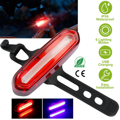 Waterproof USB Rechargeable LED Bike Taillight