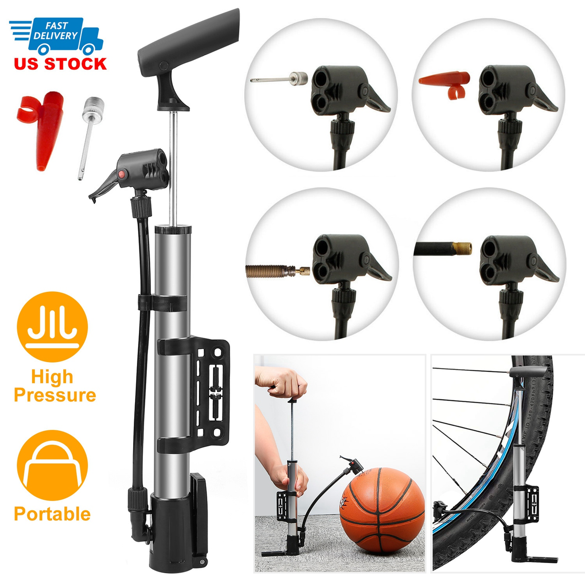 Mini Bike Pump Portable for Bikes and Sports Balls