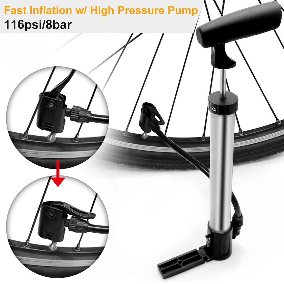 Mini Bike Pump Portable for Bikes and Sports Balls
