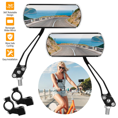 Bike Handlebar Rearview Mirrors, 360-Degree, Pair