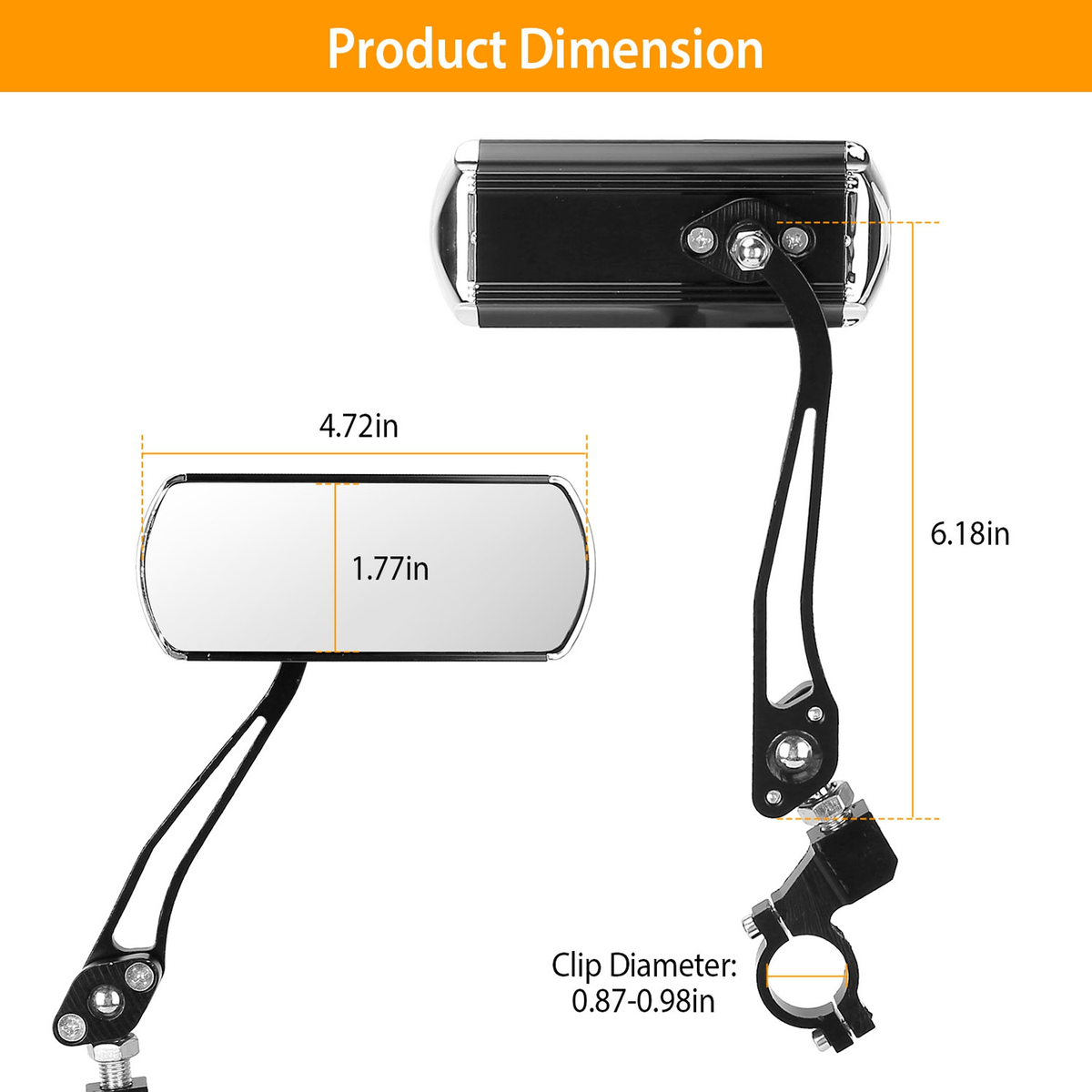 Bike Handlebar Rearview Mirrors, 360-Degree, Pair